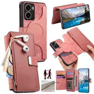 For Realme 14 CaseNeo MagSafe RFID Anti-theft Zipper Wallet Retro Leather Phone Case(Pink)