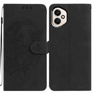 For Honor 400 Global 156.5mm Moonlit Butterfly Dance Pattern Embossed Leather Phone Case(Black)
