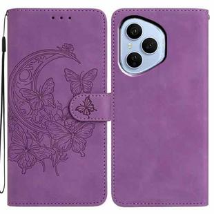 For Honor 400 Pro Global 160.8mm Moonlit Butterfly Dance Pattern Embossed Leather Phone Case(Purple)