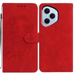 For Honor 400 Pro Global 160.8mm Moonlit Butterfly Dance Pattern Embossed Leather Phone Case(Red)