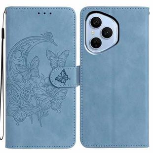 For Honor 400 Pro Global 160.8mm Moonlit Butterfly Dance Pattern Embossed Leather Phone Case(Blue)