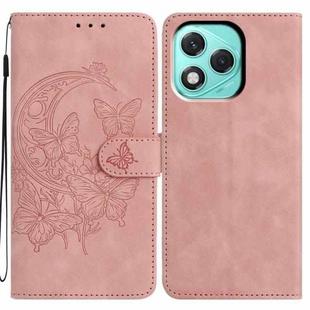 For Honor 400 Lite Global Moonlit Butterfly Dance Pattern Embossed Leather Phone Case(Pink)