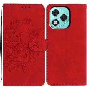 For Honor 400 Lite Global Moonlit Butterfly Dance Pattern Embossed Leather Phone Case(Red)
