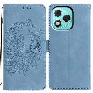 For Honor 400 Lite Global Moonlit Butterfly Dance Pattern Embossed Leather Phone Case(Blue)