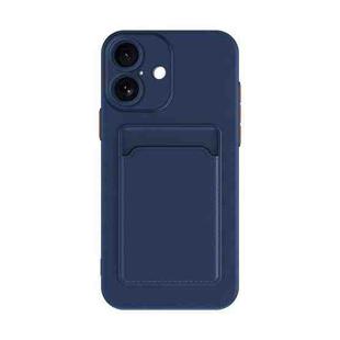 For iPhone 17 Skin Feel Card Contrast Color Button TPU Phone Case(Dark Blue)