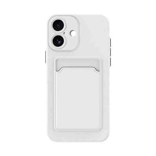 For iPhone 17 Skin Feel Card Contrast Color Button TPU Phone Case(White)