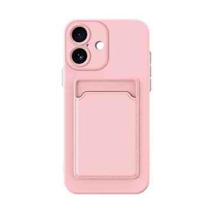 For iPhone 17 Skin Feel Card Contrast Color Button TPU Phone Case(Pink)