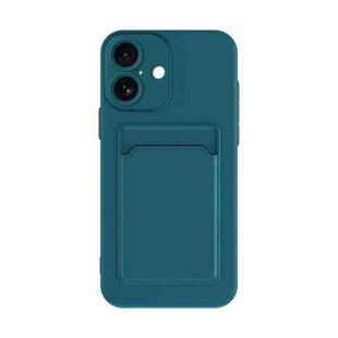 For iPhone 17 Skin Feel Card Contrast Color Button TPU Phone Case(Dark Green)