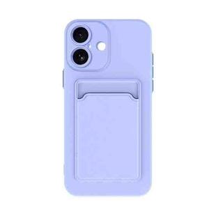 For iPhone 17 Skin Feel Card Contrast Color Button TPU Phone Case(Purple)