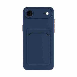 For iPhone 17 Air Skin Feel Card Contrast Color Button TPU Phone Case(Dark Blue)