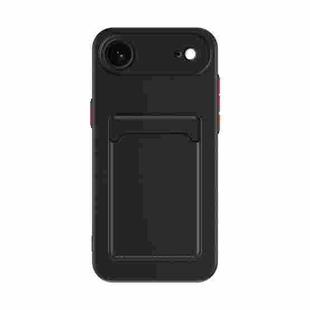 For iPhone 17 Air Skin Feel Card Contrast Color Button TPU Phone Case(Black)