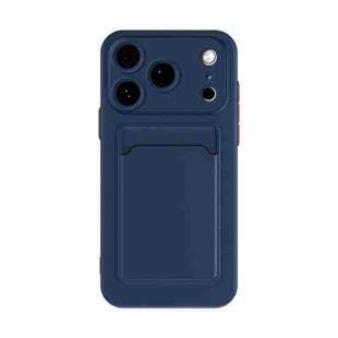 For iPhone 17 Pro Skin Feel Card Contrast Color Button TPU Phone Case(Dark Blue)
