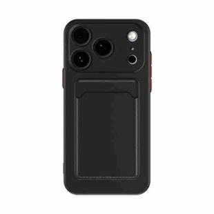 For iPhone 17 Pro Skin Feel Card Contrast Color Button TPU Phone Case(Black)