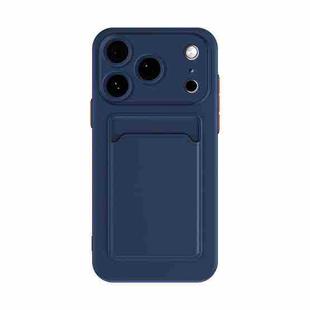 For iPhone 17 Pro Max Skin Feel Card Contrast Color Button TPU Phone Case(Dark Blue)