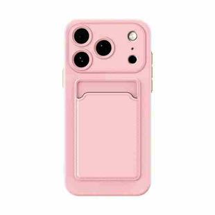 For iPhone 17 Pro Max Skin Feel Card Contrast Color Button TPU Phone Case(Pink)