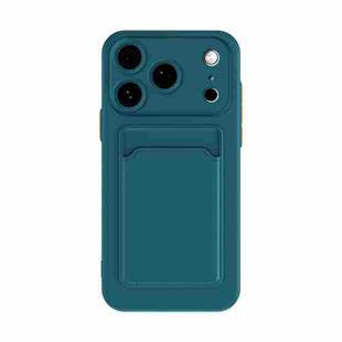 For iPhone 17 Pro Max Skin Feel Card Contrast Color Button TPU Phone Case(Dark Green)