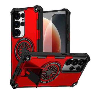 For Samsung Galaxy S25 Ultra 5G Shockproof Kickstand Metallic Shaft MagSafe Phone Case(Red)