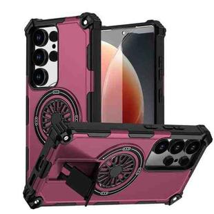 For Samsung Galaxy S25 Ultra 5G Shockproof Kickstand Metallic Shaft MagSafe Phone Case(Purple)