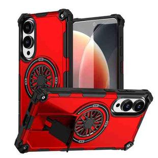 For Samsung Galaxy S25 Edge 5G Shockproof Kickstand Metallic Shaft MagSafe Phone Case(Red)