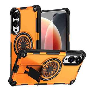 For Samsung Galaxy S25 Edge 5G Shockproof Kickstand Metallic Shaft MagSafe Phone Case(Orange)