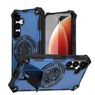 For Samsung Galaxy S24 5G Shockproof Kickstand Metallic Shaft MagSafe Phone Case(Blue)
