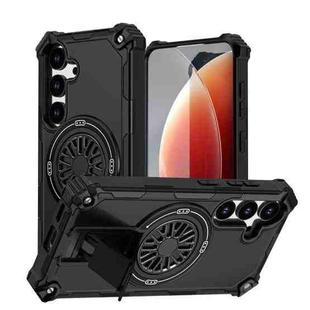 For Samsung Galaxy S24 5G Shockproof Kickstand Metallic Shaft MagSafe Phone Case(Black)