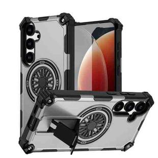 For Samsung Galaxy S24+ 5G Shockproof Kickstand Metallic Shaft MagSafe Phone Case(Silver)