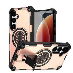 For Samsung Galaxy S24+ 5G Shockproof Kickstand Metallic Shaft MagSafe Phone Case(Rose Gold)