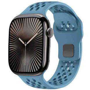 For Apple Watch 42mm / 41mm / 40mm / 38mm xDfind Mesh Reverse Buckle Silicone Watch Band(Premium Blue)