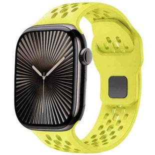 For Apple Watch 42mm / 41mm / 40mm / 38mm xDfind Mesh Reverse Buckle Silicone Watch Band(Lime)
