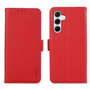 For Samsung Galaxy A17 5G ABEEL Side-Magnetic Litchi Pattern Leather RFID Phone Case(Red)