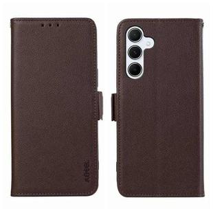 For Samsung Galaxy A17 5G ABEEL Side-Magnetic Litchi Pattern Leather RFID Phone Case(Brown)