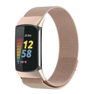 For Fitbit Charge 6 / 5 xDfind Milanese Magnetic Metal Watch Band, Size:L(Champagne Gold)