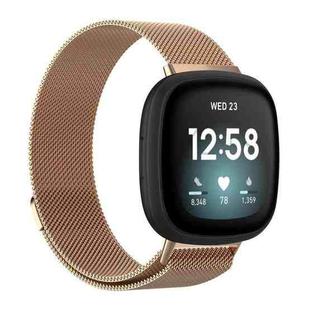 For Fitbit Versa 4 / 3 / Sense 2 / Sense xDfind Milanese Magnetic Metal Watch Band, Size: S(Rose Gold)