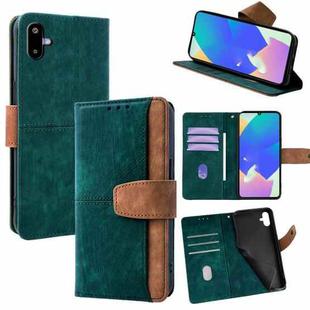 For Samsung Galaxy F06 5G Color Stitching Skin Feel Leather RFID Blocking Phone Case(Green)