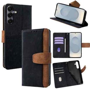 For Samsung Galaxy S25+ 5G Color Stitching Skin Feel Leather RFID Blocking Phone Case(Black)