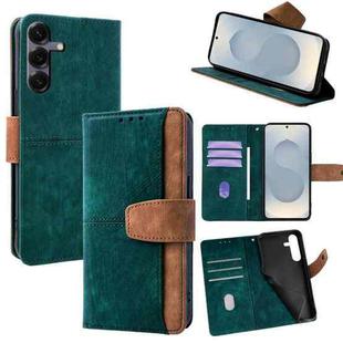 For Samsung Galaxy S25+ 5G Color Stitching Skin Feel Leather RFID Blocking Phone Case(Green)