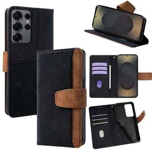 For Samsung Galaxy S25 Ultra 5G Color Stitching Skin Feel Leather RFID Blocking Phone Case(Black)
