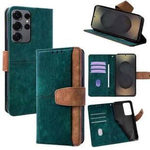For Samsung Galaxy S25 Ultra 5G Color Stitching Skin Feel Leather RFID Blocking Phone Case(Green)