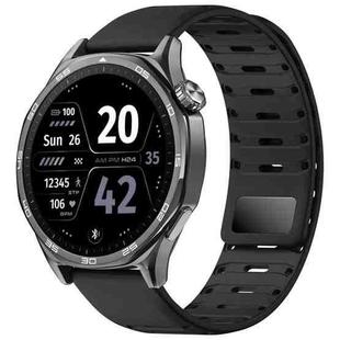 22mm Universal Shark Magnetic Breathable Silicone Watch Band(Black)