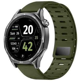 22mm Universal Shark Magnetic Breathable Silicone Watch Band(Army Green)