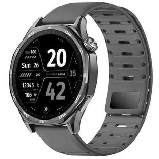 22mm Universal Shark Magnetic Breathable Silicone Watch Band(Dark Grey)
