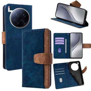 For Tecno Camon 40 Premier 5G Color Stitching Skin Feel Leather RFID Blocking Phone Case(Blue)