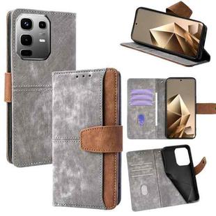For Infinix Note 50 4G Color Stitching Skin Feel Leather RFID Blocking Phone Case(Grey)