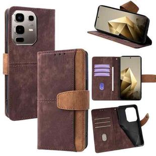 For Infinix Note 50x 5G Color Stitching Skin Feel Leather RFID Blocking Phone Case(Brown)