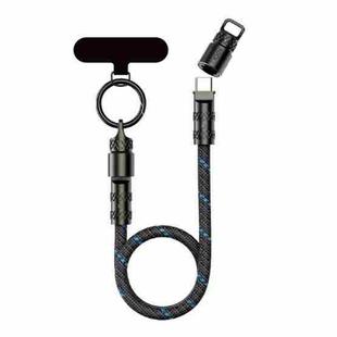 ROCK R15 Type-C to Type-C 60W Phone Lanyard Fast Charging Zinc Alloy Data Cable, Length:30cm(Black)