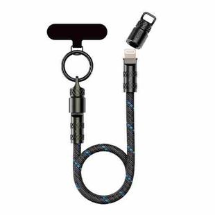ROCK R15 Type-C to 8 Pin 27W Phone Lanyard Fast Charging Zinc Alloy Data Cable, Length:30cm(Black)