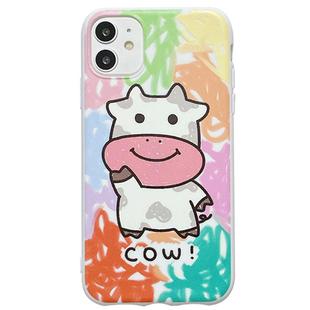 For iPhone 11 Pro Max Graffiti Animal Pattern Shockproof TPU Protective Case(Cow)