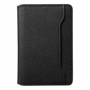 V02 Little Cow Texture Back-attached NN Card Bag(Black)