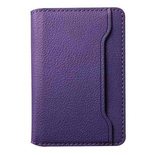 V02 Little Cow Texture Back-attached NN Card Bag(Purple)